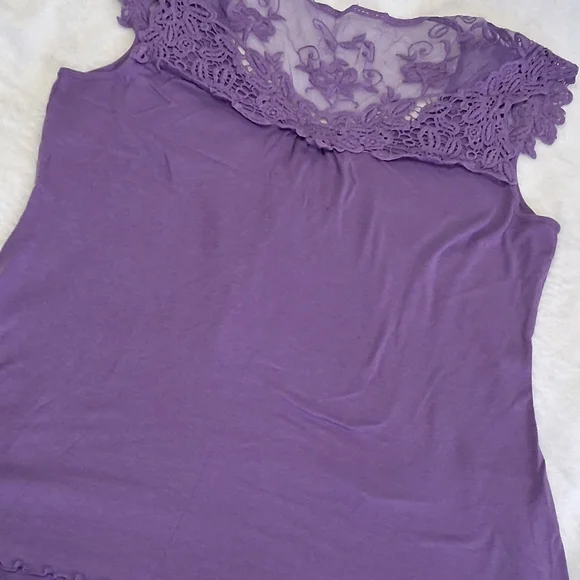 a.n.a Lavender Lace Detail Blouse - Picture 5 of 6
